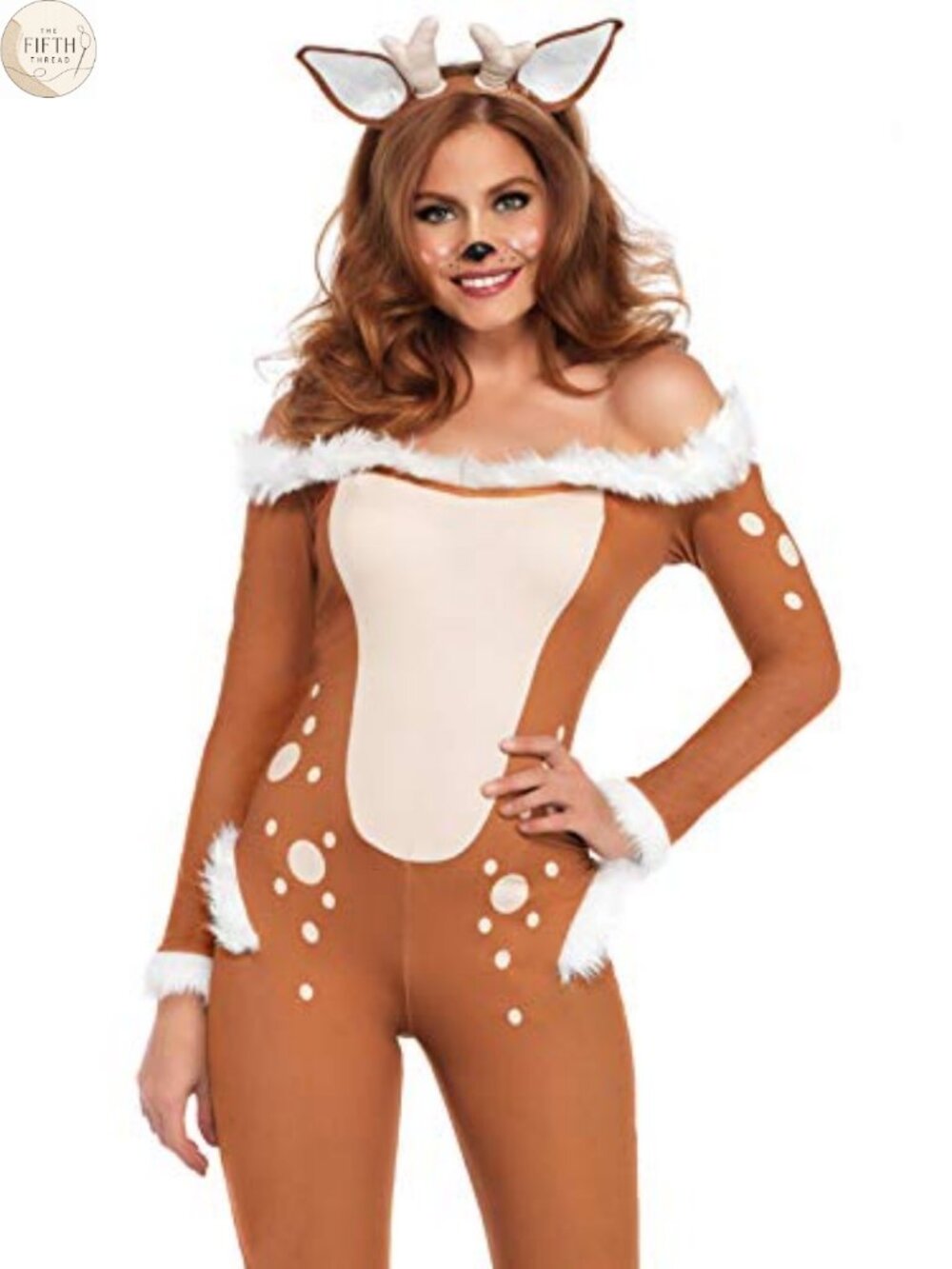 Sexy Deer Halloween Costume Off Shoulder Catsuit 3 Piece Set